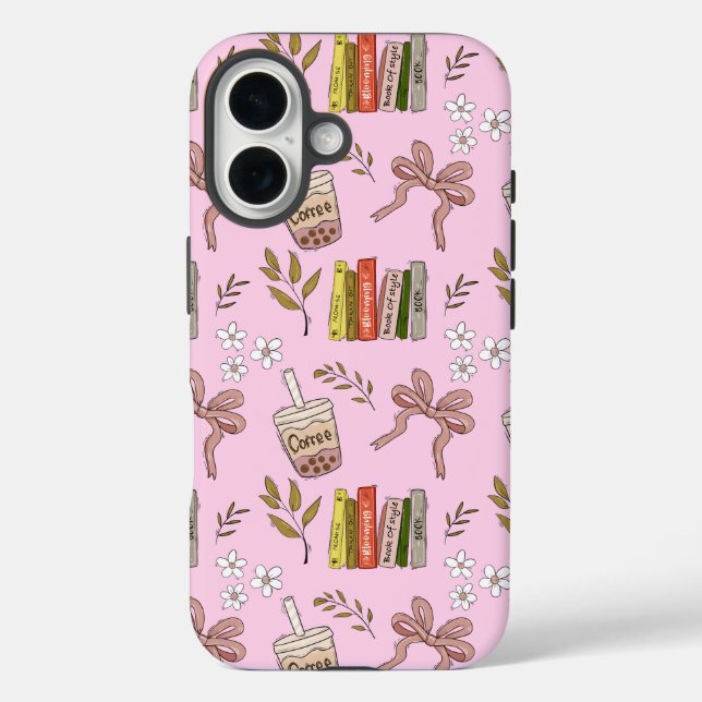 Coques Case-Mate iPhone Coffee and Books Pattern iPhone Case | Cozy Reader (Verso)