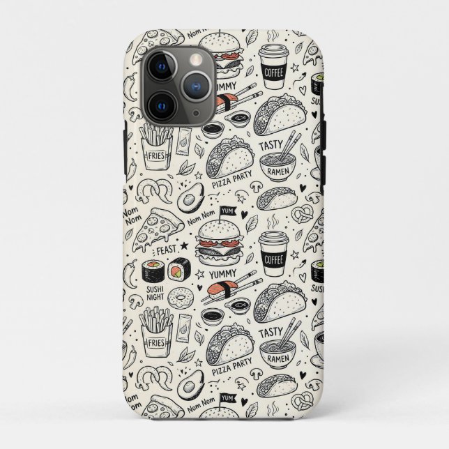 Coques Case-Mate iPhone Coffee & Café Doodle Pattern –Cute Hand Drawn Food (Dos)