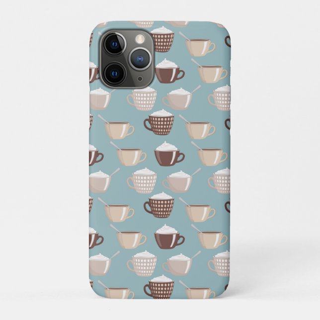 Coques Case-Mate iPhone Coffee Cups Cream Caffeine Lover Pastel Blue Brown (Dos)