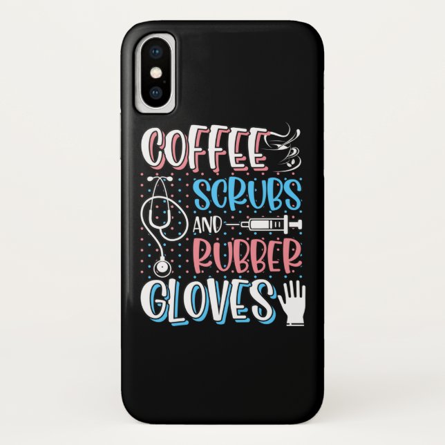 Coques Case-Mate iPhone COFFEE SCRUBS RUBBER GLOVES RN Infirmière inscrite (Dos)