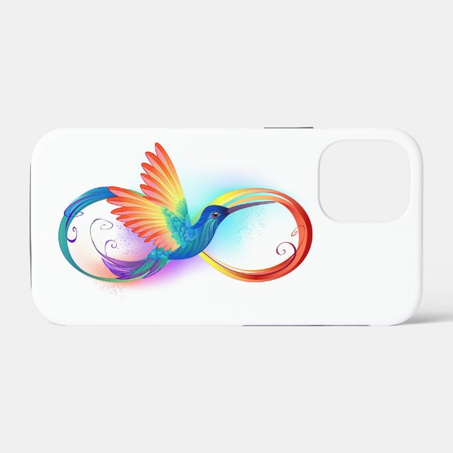 Coques Case-Mate iPhone Colibri arc-en-ciel avec symbole Infinity (Verso (horizontal))