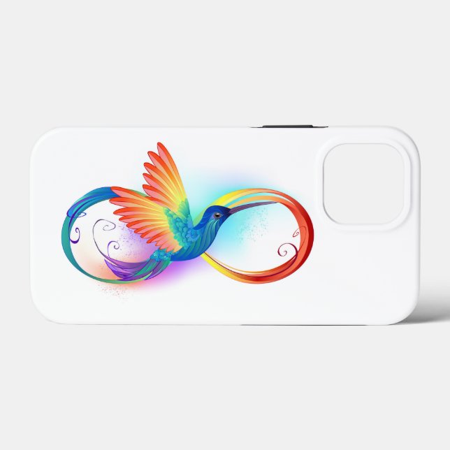 Coques Case-Mate iPhone Colibri arc-en-ciel avec symbole Infinity (Verso (horizontal))