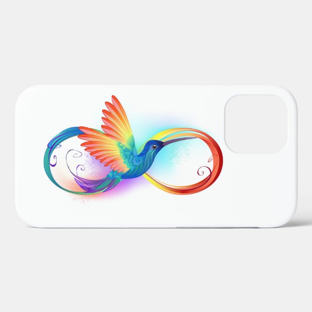 Coques Case-Mate iPhone Colibri arc-en-ciel avec symbole Infinity (Verso (horizontal))