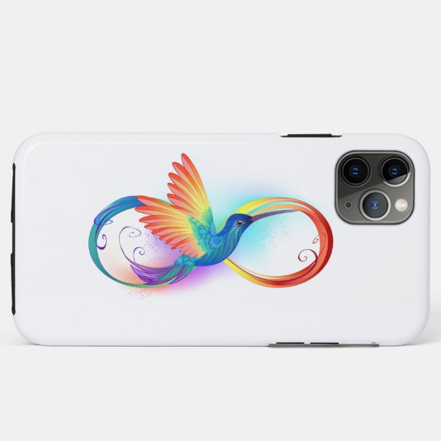 Coques Case-Mate iPhone Colibri arc-en-ciel avec symbole Infinity (Dos (Horizontal))