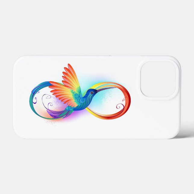 Coques Case-Mate iPhone Colibri arc-en-ciel avec symbole Infinity (Verso (horizontal))