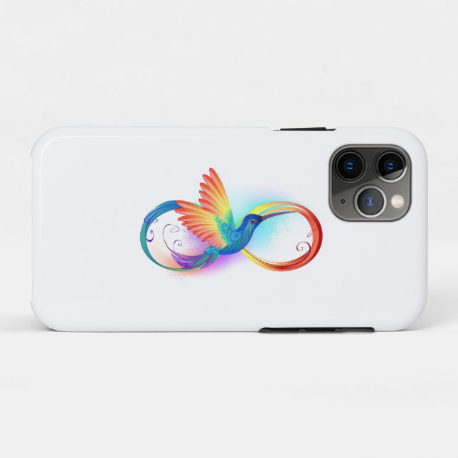 Coques Case-Mate iPhone Colibri arc-en-ciel avec symbole Infinity (Dos (Horizontal))