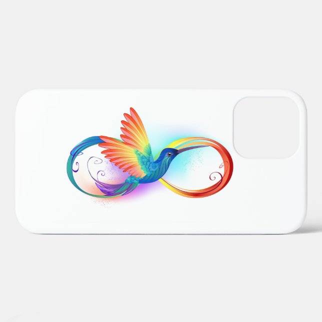 Coques Case-Mate iPhone Colibri arc-en-ciel avec symbole Infinity (Verso (horizontal))