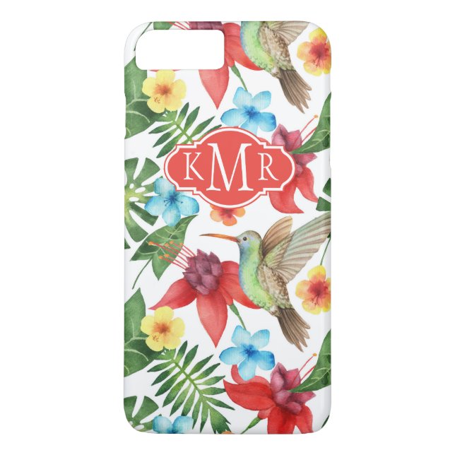 Coques Case-Mate iPhone Colibri tropical| Monogramme (Dos)