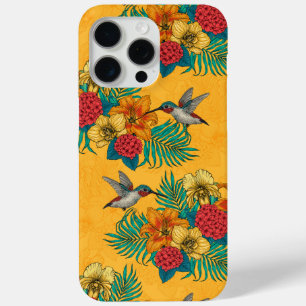 Coque Case-Mate iPhone Colibris et bouquet tropical en jaune