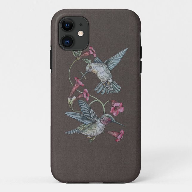 Coques Case-Mate iPhone Colibris et vigne (Dos)