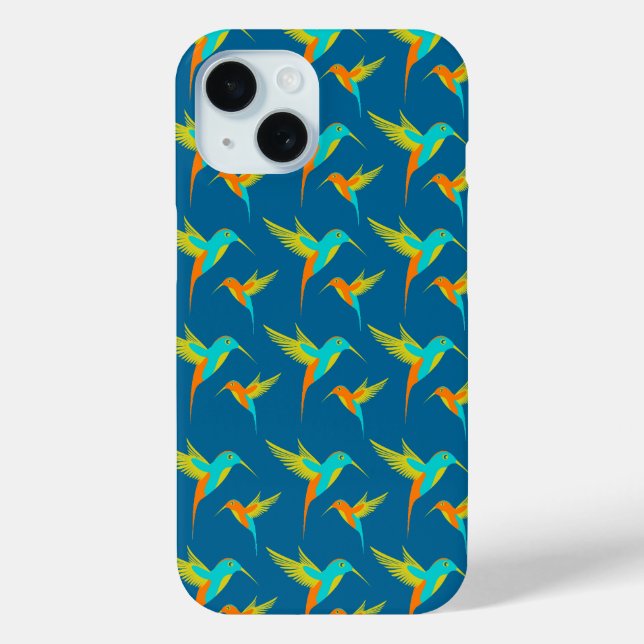 Coques Case-Mate iPhone Colibris exotiques Motif bleu (Verso)