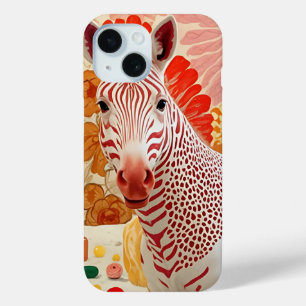 Coque Case-Mate iPhone Collage artistique de zèbre rayé rouge - Amusant e