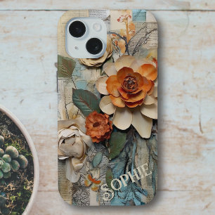 Coque Case-Mate iPhone Collage botanique Vintage rustique Nom personnalis
