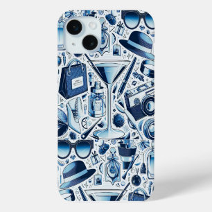 Coque Case-Mate iPhone Collage chic bleu foncé et design moderne