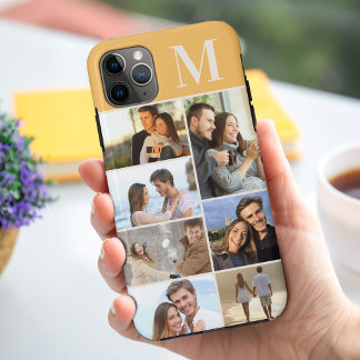 Case-Mate iPhone Case Collage de 7 photos avec monogramme sur fond jaune