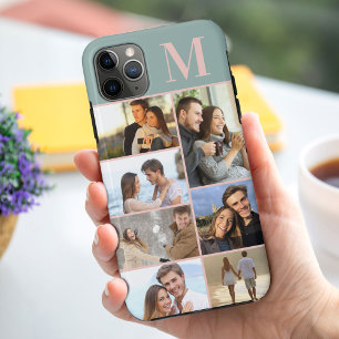 Case-Mate iPhone Case Collage de 7 photos avec monogramme sur fond vert