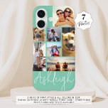 Coque Pour iPhone 16 Collage de 7 photos personnalisé Turquoise personn<br><div class="desc">Créez votre propre étui de téléphone photo couleur personnalisée en utilisant ce modèle de collage photo facile à télécharger avec 7 images de tailles et de formes différentes et votre nom dans votre choix de style de police et toutes les couleurs (montré avec une police de style signature manuscrite chic...</div>