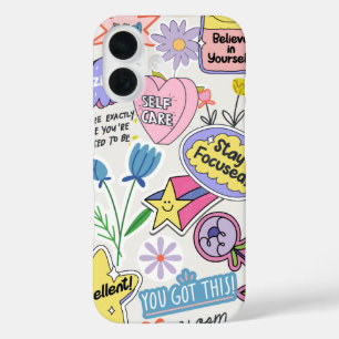 Coque Pour iPhone 16 Collage de l'autocollant d'affirmation positive