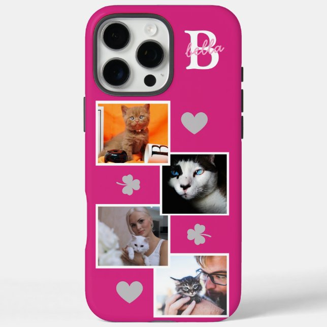 Coques Case-Mate iPhone Collage de photos de chat personnalisé monogramme  (Verso)