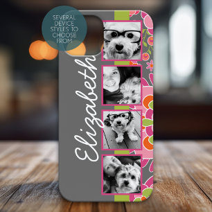 Coque Case-Mate iPhone Collage de photos de film en fleurs orange rose vi