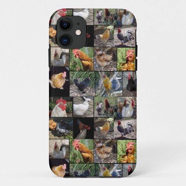 Coques Case-Mate iPhone Collage De Photos De Poulets Et De Coqs, (Dos)