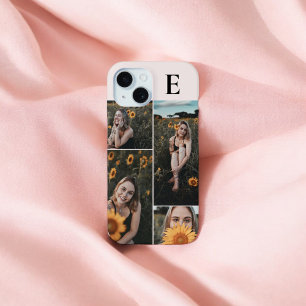 Coque Case-Mate iPhone Collage de photos Élégant Monogramme rose