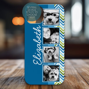 Coque Pour iPhone 14 Plus Collage de photos Instagram Chevron Coloré Lumineu