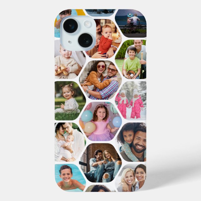 Coques Case-Mate iPhone Collage de photos multiples hexagone personnalisé (Verso)