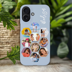 Coque Pour iPhone 16 Collage de photos multiples personnalisé avec nom