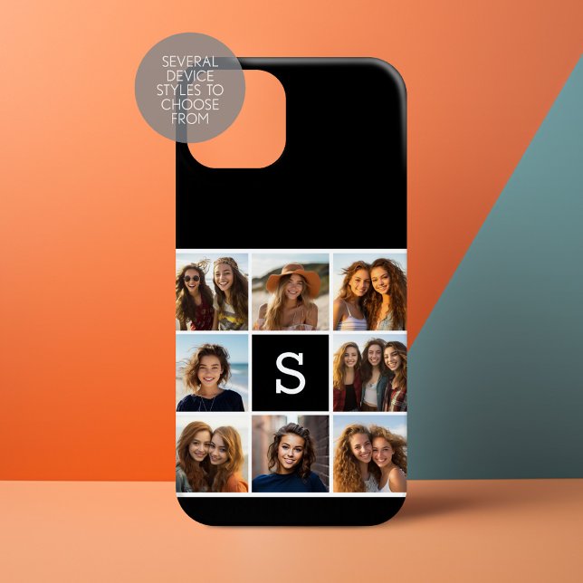 Coques Case-Mate iPhone Collage de photos noir et blanc Monogramme personn (Personalize a Phone Case with your photos and monogram)