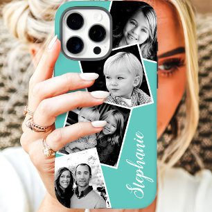 Coque iPhone 16 Pro Max Collage de photos personnalisé 4 carrés Nom person