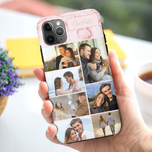 Case-Mate iPhone Case Collage de photos personnalisé sur le marbre rose