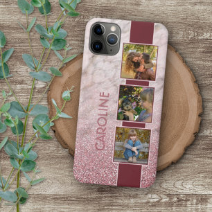 Coque iPhone 16 Pro Max Collage de photos personnalisé sur motif marbre ro