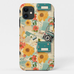 Case-Mate iPhone Case Collage d'été de caméra sarcelle et tournesol doré