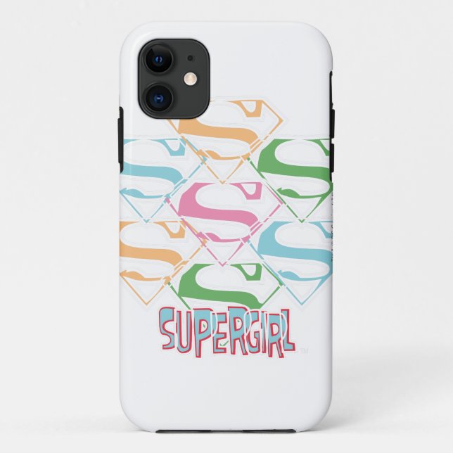 Coques Case-Mate iPhone Collage du logo de Supergirl Pastel (Dos)