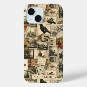 Coque Case-Mate iPhone Collage Ephémère d'automne vintage Oiseaux rusti