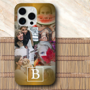 Coque Case-Mate iPhone Collage photo et monogramme de Faux Gold