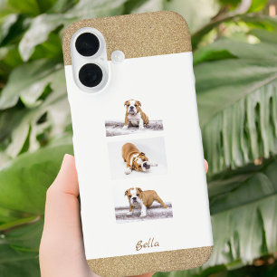 Coque Pour iPhone 16 Collage photo et nom personnalisé Pet 3