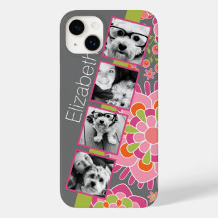Coque Case-Mate iPhone Collage photo Fleurs roses chaudes et orange