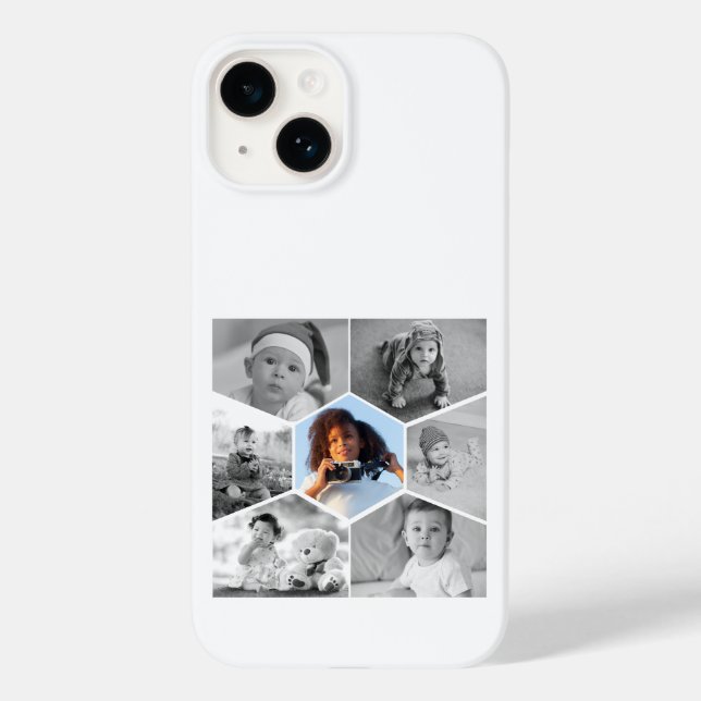 Coques Case-Mate iPhone Collage photo Hexagon noir et blanc (Verso)