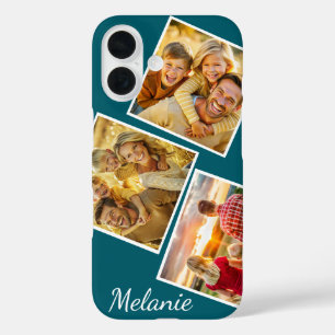 Coque Pour iPhone 16 Collage photo Instagram personnalisé Nom personnal