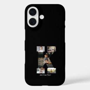Coque Pour iPhone 16 Collage photo K en lettres noires et blanches