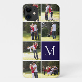 Case-Mate iPhone Case Collage photo moderne et monogramme bleu marine