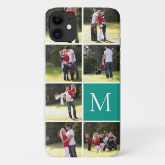 Case-Mate iPhone Case Collage photo moderne et monogramme turquoise