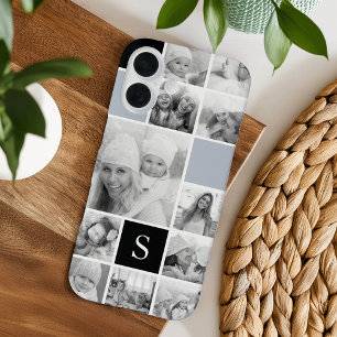 Coque Pour iPhone 16 Collage photo noir et blanc & monogramme