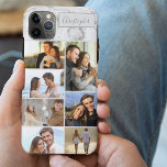 Case-Mate iPhone Case Collage photo personnalisé 7 sur marbre gris<br><div class="desc">Coque iphone de collage photo moderne que vous pouvez personnaliser avec 7 de vos photos préférées et votre nom. Le modèle est configuré pour vous permettre d'ajouter vos photos, de travailler de haut en bas sur le côté gauche, puis de haut en bas sur le côté droit. Le design a...</div>