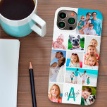 Coque Case-Mate iPhone Collage photo personnalisé 9 Nom du monogramme Vos<br><div class="desc">Créez votre propre boîtier de téléphone portable personnalisé photo collage en utilisant ce design modèle photo facile à télécharger avec 9 images de tailles et de formes différentes avec un monogramme et un nom dans les styles et les couleurs de police modifiables par rapport à votre choix de couleur arrière...</div>