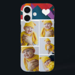 Coque Pour iPhone 16 Collage Photo Personnalisé Avec Coeur<br><div class="desc">Faites un appareil photo photo personnalisé avec détail de coeur d'amour de Ricaso - ajoutez vos propres photos - photo collage cadeaux de conservation disponibles pour de nombreux styles - choisissez votre option dans le menu déroulant</div>