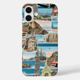 Coque Pour iPhone 16 Plus Collage Retro World Tour