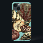 iPhone 13 Coque Collection de coquillages turquoise et de coraux r<br><div class="desc">Allez sous l'eau pour explorer la mer avec toutes ces différentes créatures marines. Cette oeuvre d'art vintage s'ajoute à merveille à tous les amateurs d'anémones de mer aux accents arrière - plans turquoise et rouges vifs sur les coquillages. Obtenez votre impression artistique dès aujourd'hui sur votre produit.</div>